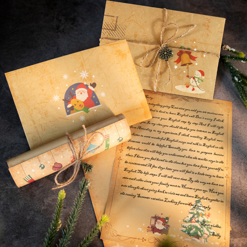 Christmas Gift Letter Paper Set Amazon Souvenir Kraft Paper Retro Christmas Letter Paper Envelope