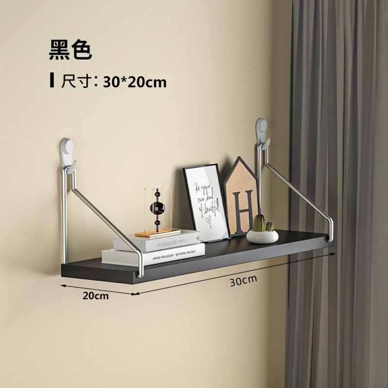 Picture of No-Drill Wall-Mounted Wrought Iron Living Room Entrance Wall Decoration Bedroom Wall Bookshelf Single Shelf Wall Storage Rack