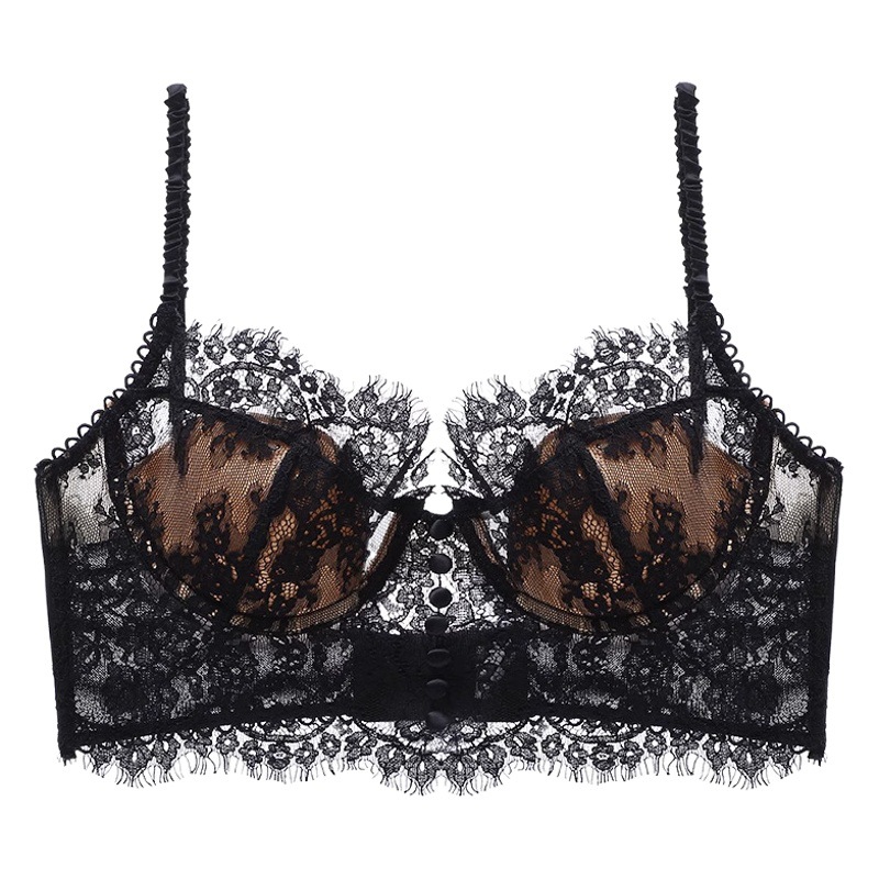 Women's large chest and small chest underwear summer French pure sexy ultra-thin lace bra breast collection anti-sagging bra