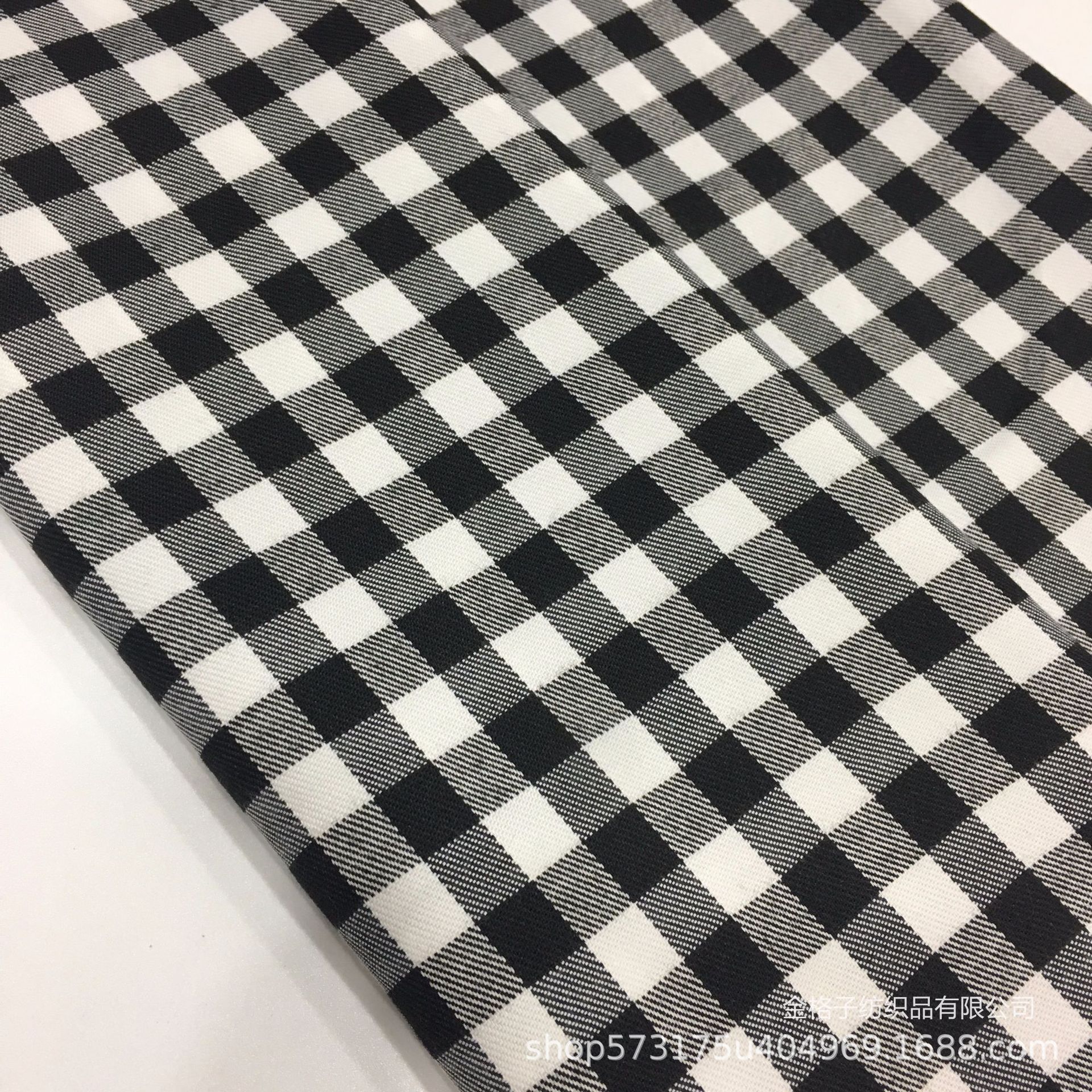 Twill black and white plaid fabric 1cm polyester woven fabric shirt fabric suit sofa shoes and hats luggage fabric