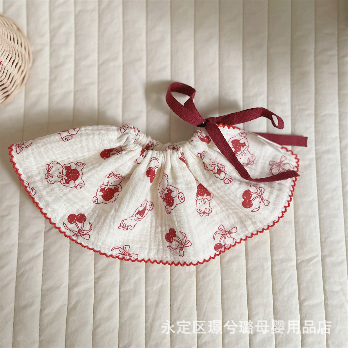 Picture of Baby 4-Layer Cotton Gauze Bib with Tie, 360-Degree Anti-Spit-Up Bib for Infants