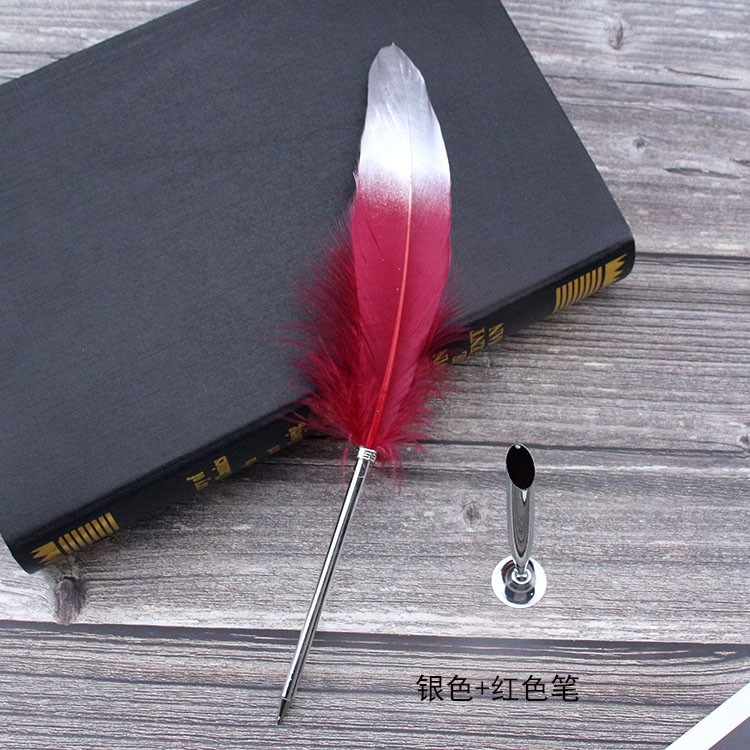 Picture of New European retro silver feather pen creative ballpoint pen wedding signature advertising pen student stationery simple package