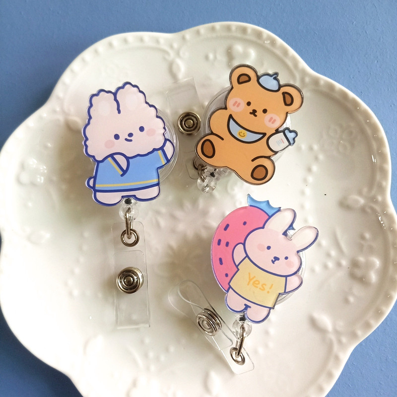 Picture of Nurse Badge clip cute bear rabbit cartoon easy pull buckle easy pull staff brand badge telescopic buckle
