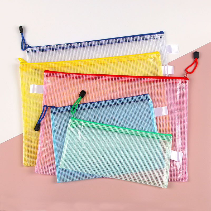 Picture of Transparent File Bag A4 Office Supplies Mesh Zipper Bag Stationery Wholesale Pvc Waterproof Satchel Test Paper Information Bag