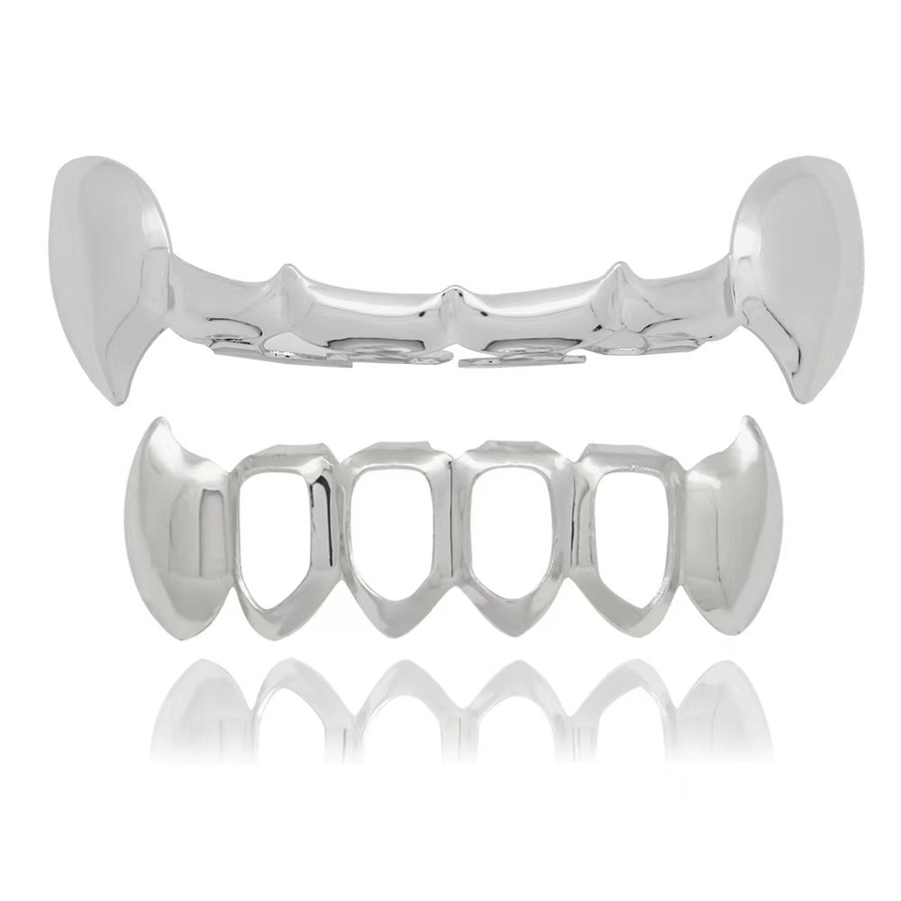 Picture of European and American hiphop bright face hollow fangs suit decorative hip-hop braces tiger teeth suit vampire gold braces