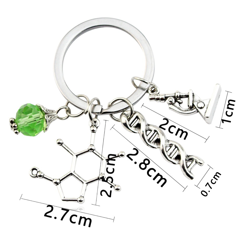Science Jewelry Microscope DNA Doctor Keychain Anatomy Neuron Biology Keychain