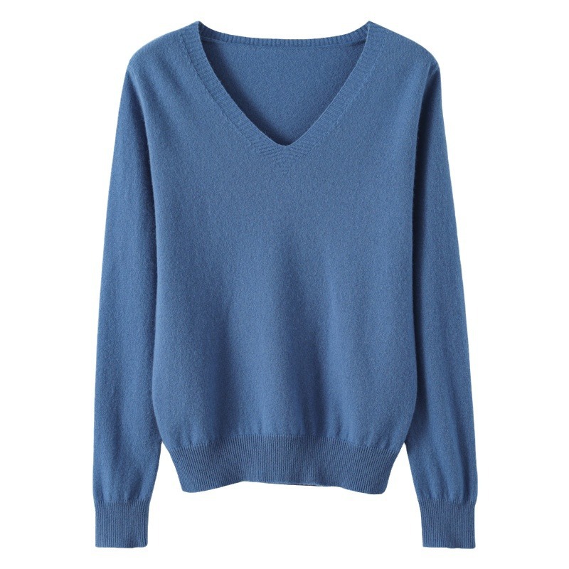 Picture of 2025 Spring New Pure Color V Neck Knitted Bottoming Shirt Pullover Slimming Look Sweater Thin Style Western Style Inner Wear