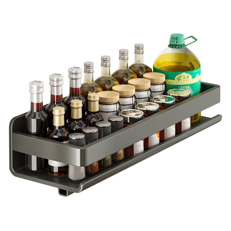 Kitchen Storage Rack Seasoning Rack Non-Punch Wall-Mounted Seasoning Jar Wall Stainless Steel Storage Rack
