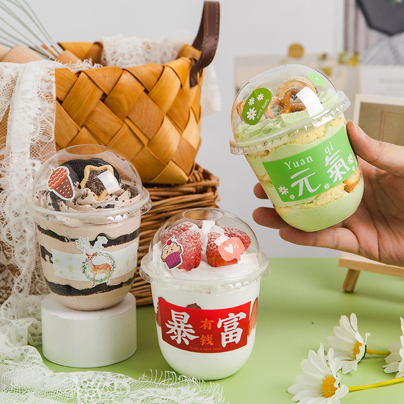 Bobo Cup 360ml Cake Dessert Cup U-shaped Fruit Yogurt Hug Cup Disposable Fat Cup Net Celebrity Baking