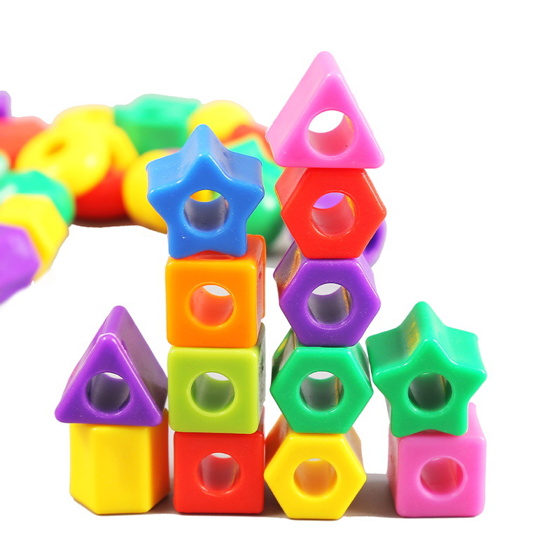 Picture of Children wear beads fine motor concentration training beaded toys girls wear string building blocks kindergarten 2-3 years old