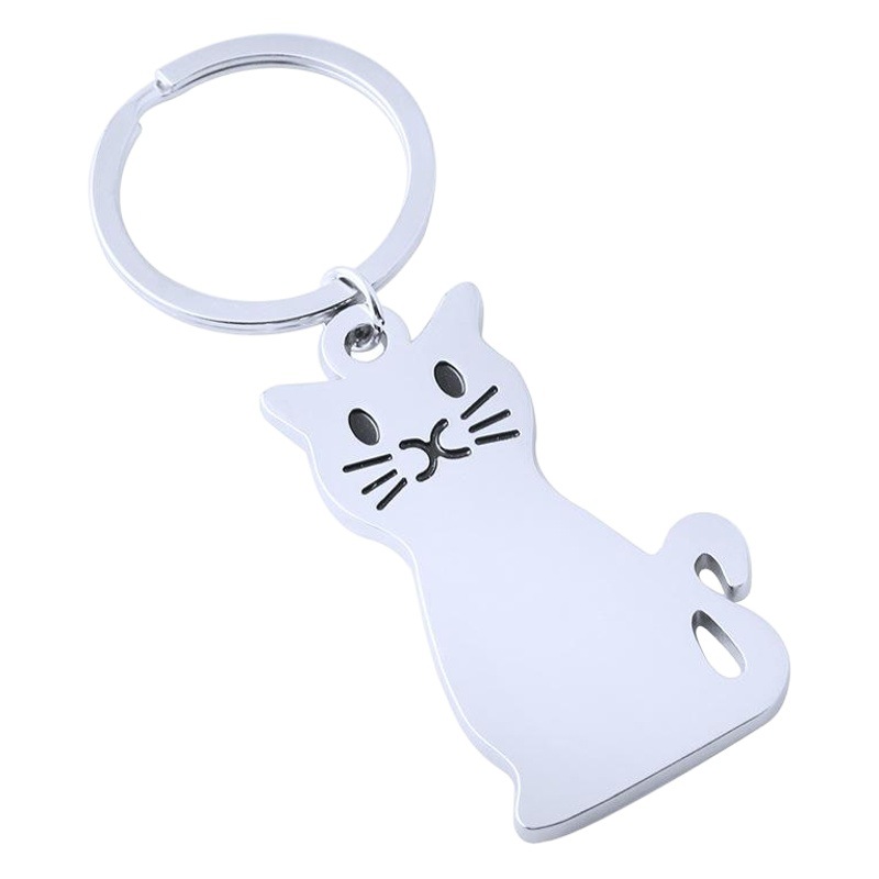 Metal jewelry animal series laser LOGO glossy cat key chain advertising promotional items key chain