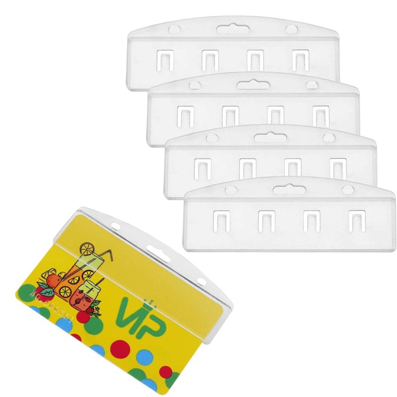 Amazon hot sale in stock semi-cut PS frosted transparent PC card holder ID card holder badge badge holder