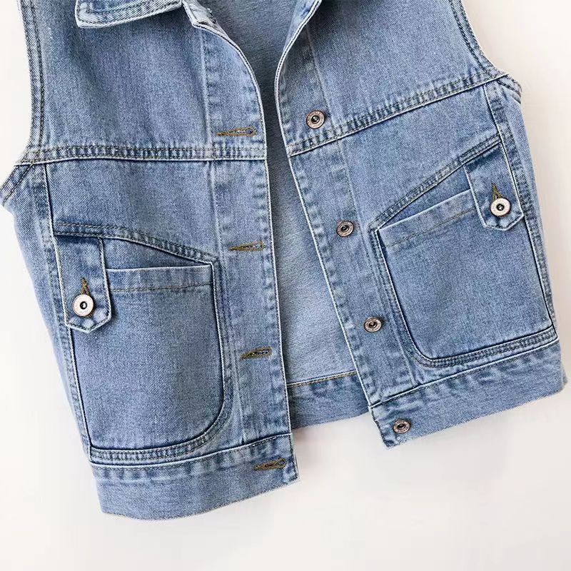 Picture of Easiest for Match Lapel Casual Denim Vest Women's 2025 Spring and Autumn Student Short Slim Sleeveless Jacket Waistoutwear