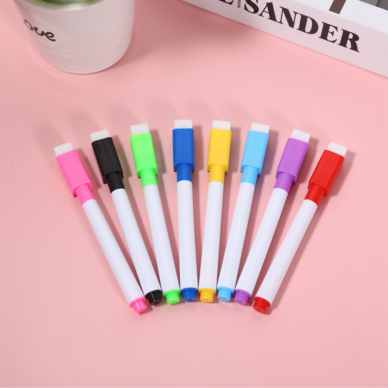Picture of Factory wholesale black color whiteboard pen creative with brush water-based environmental protection small erasable pen advertising LOGO lettering