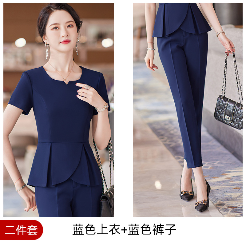 Picture of Professional Suit Women's Summer Short-sleeved Beauty Salon Front Desk Tooling Hotel Restaurant Attendant Stewardess Uniform Work Clothes