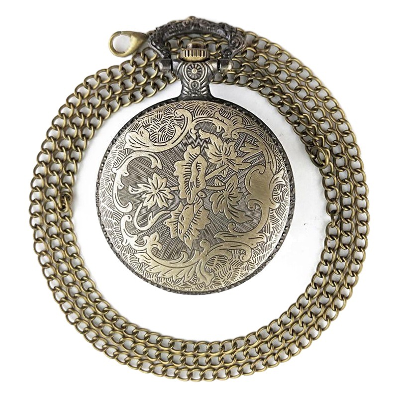 Manufacturer's Straight Hair Bronze Large Pocket Watch Lion Head Unique Personalized Pocket Watch Wholesale Portable Unisex Pocket Watch