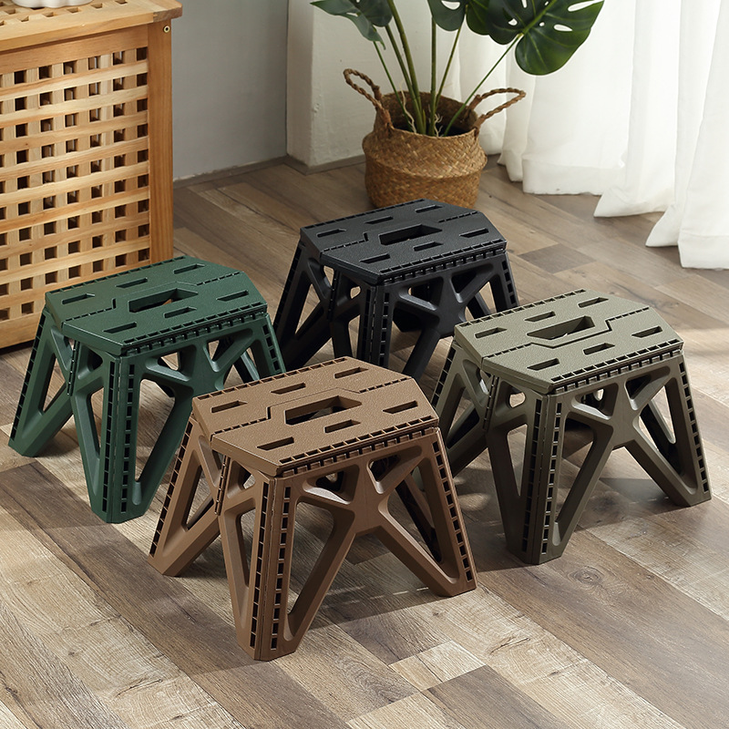 Picture of Folding Stool Portable Household Plastic Small Stool Outdoor Fishing Camping Style Mazar Stool Stall Kidsren's Small Bench