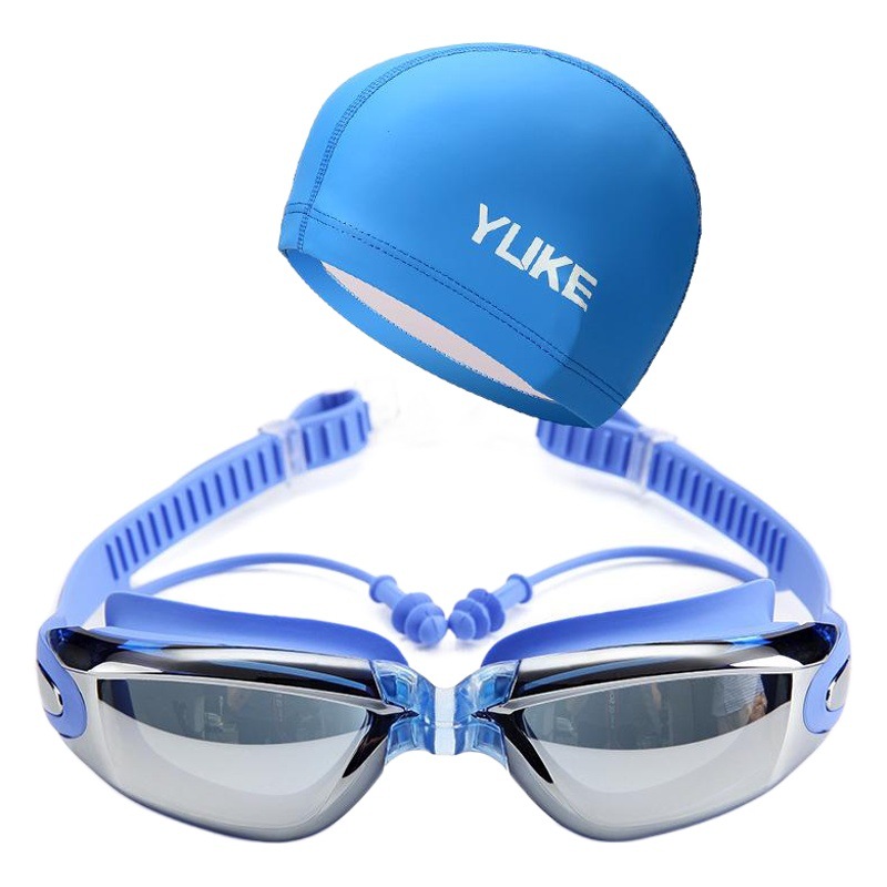 Yuke Swimming Goggles Swimming Glasses HD Waterproof Anti-fog Large Frame for Men and Women Swimming Equipment with Earplugs