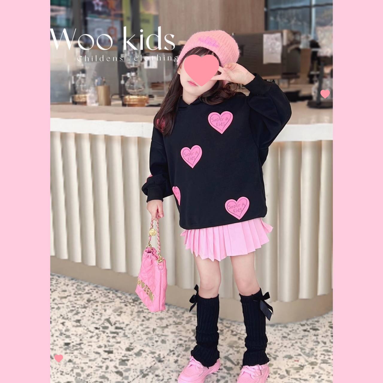 Picture of Internet Celebrity Girls' Korean Style Autumn Clothes suit Big Children's Spring and Autumn New Stylist Love Hooded Sweater Skirt Hat Trendy