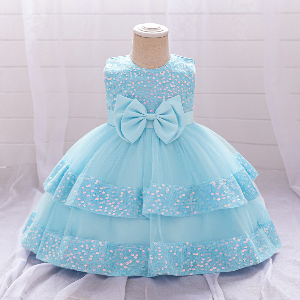 European and American New Children's Dress Sequin Princess Dress Female Baby Baby One Year Old Dress Dress Birthday Girls' Performance Dress