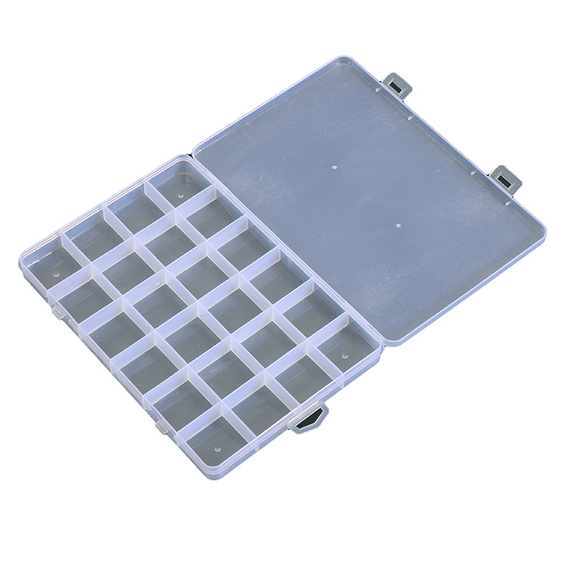 Picture of Transparent plastic 24-grid jewelry storage box electronic components accessories box classification Plaid jewelry box small parts box