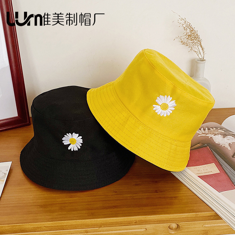 Little Daisy Fisherman Hat ins Hat GD Same Style Double-Sided Fisherman Hat Women's Summer Korean Style Fashionable Sunshade Small Rim Basin Hat
