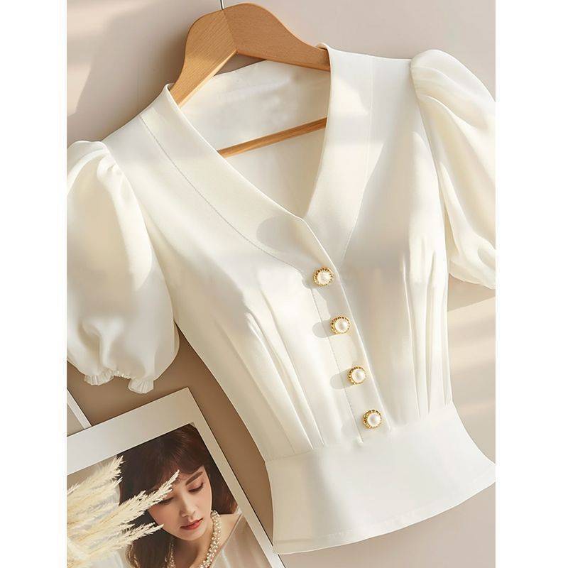 2025 Spring New Fashion Korean Style Blue Collar Shirt Lightweight and Elegant Commuting Wear