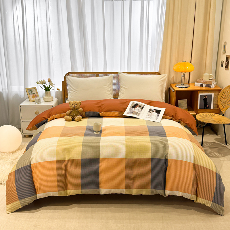 Picture of Cotton brushed duvet cover single piece modern simple single double dormitory thickened quilt cover pure cotton duvet cover single piece