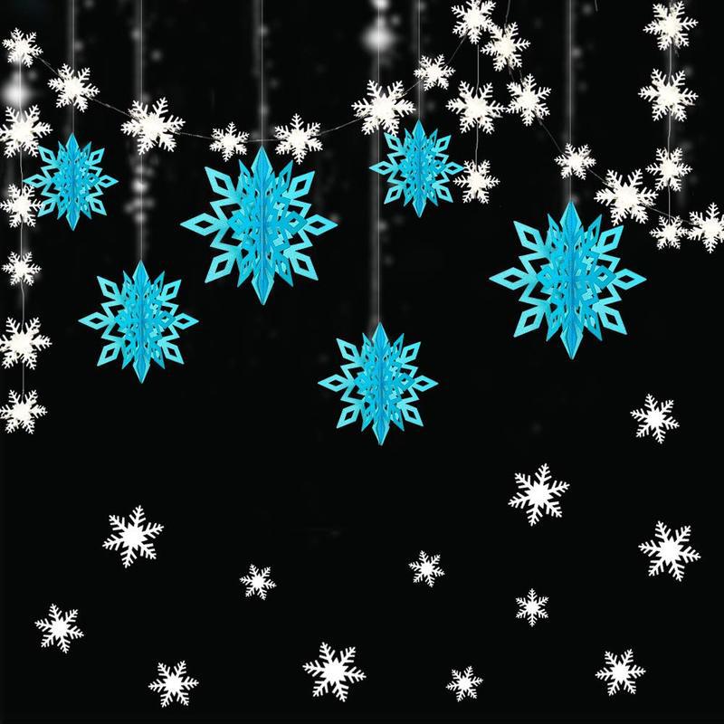Three-dimensional snowflake pendant white snowflake string decoration store window atmosphere holiday dress pendant factory wholesale