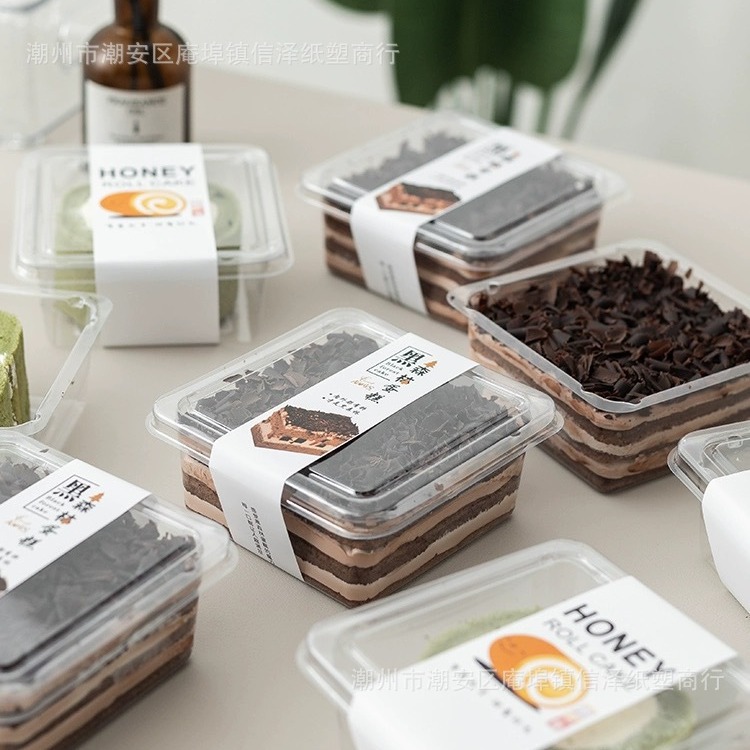 Tiramisu Box Square Disposable Black Forest Red Velvet Cake Roll Baking Cut Cake Packaging Box