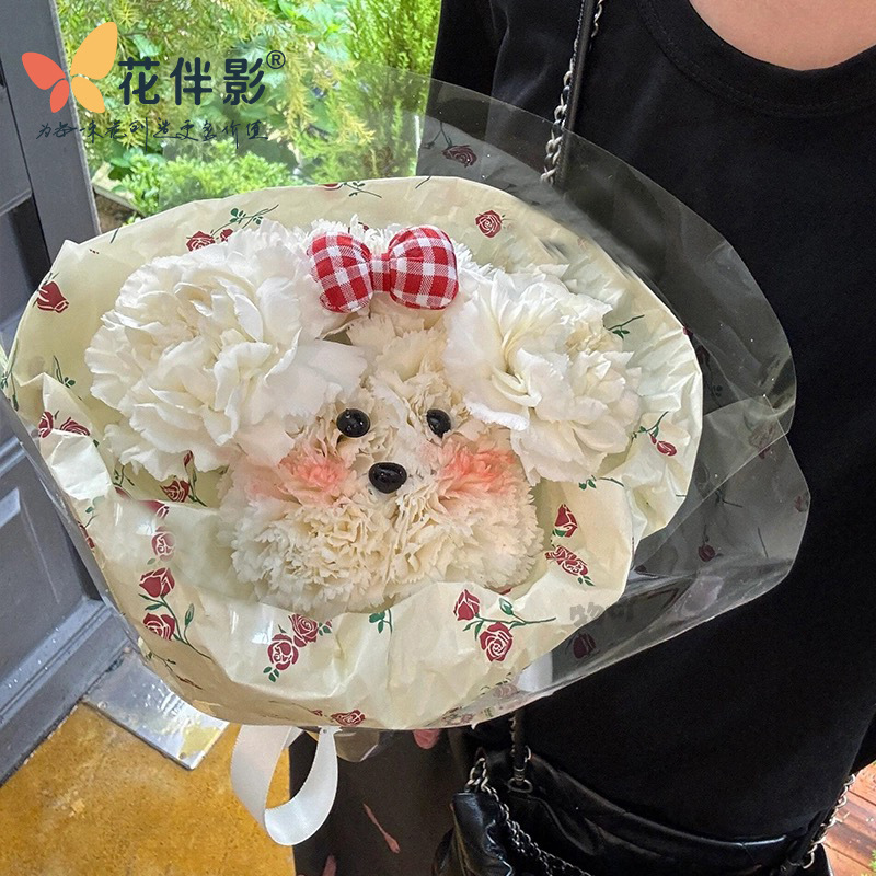 Internet Celebrity Carnation Puppy Bouquet Decoration Finished Artificial Flower Creative Birthday Gift Gift Handmade DIY