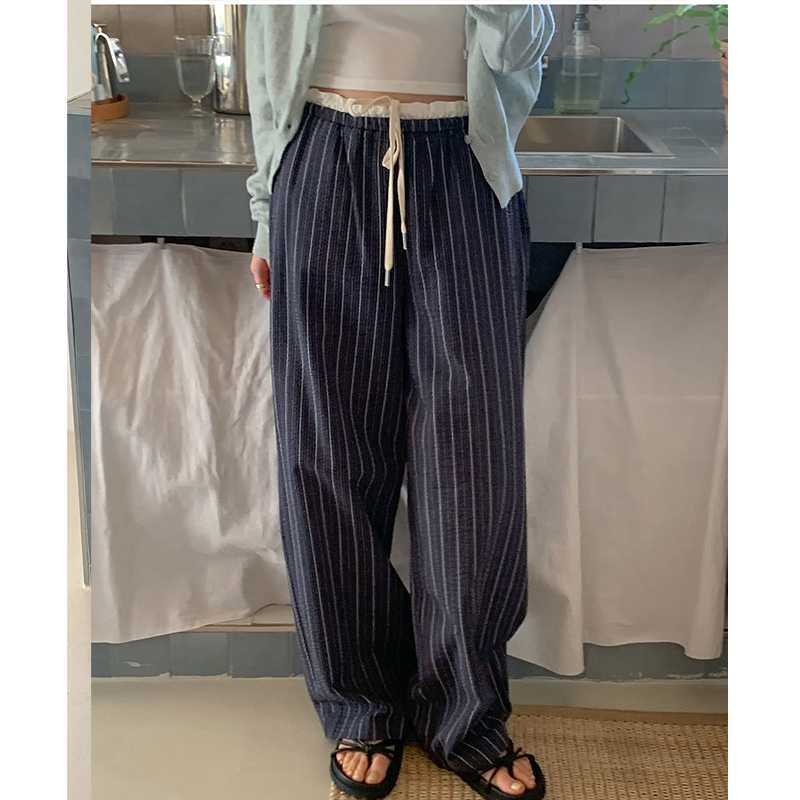 Chic Korean-style elastic waist lace casual pants
