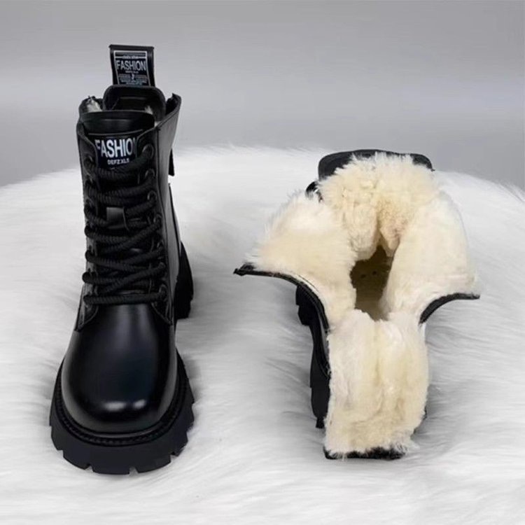 Picture of Fleece and thickened large cotton boots 2025 fall/winter new warm snow boots with thick soles and non-slip thick heels Martin boots for women