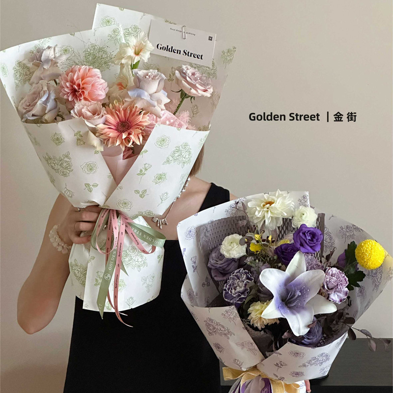Waterproof Wooden Cotton Paper Wrapping Paper Rose Expectation Net Celebrity Bouquet Wrapping Paper Material Floral Shop Materials