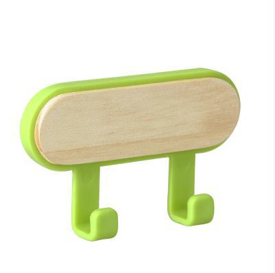 Picture of Wooden Round Head Hook Multi-Functional Household Nail-Free Sticking Hook Strong Load-Bearing Creative Hook Door Hook Hook