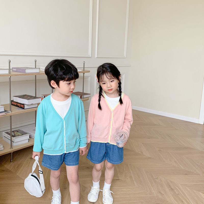 Picture of [Clearance-No Return and Exchange] Summer and Autumn Children's Cardigan Thin Ice Silk Sunscreen Knitwear Air-conditioning Shirt for Boys and Girls