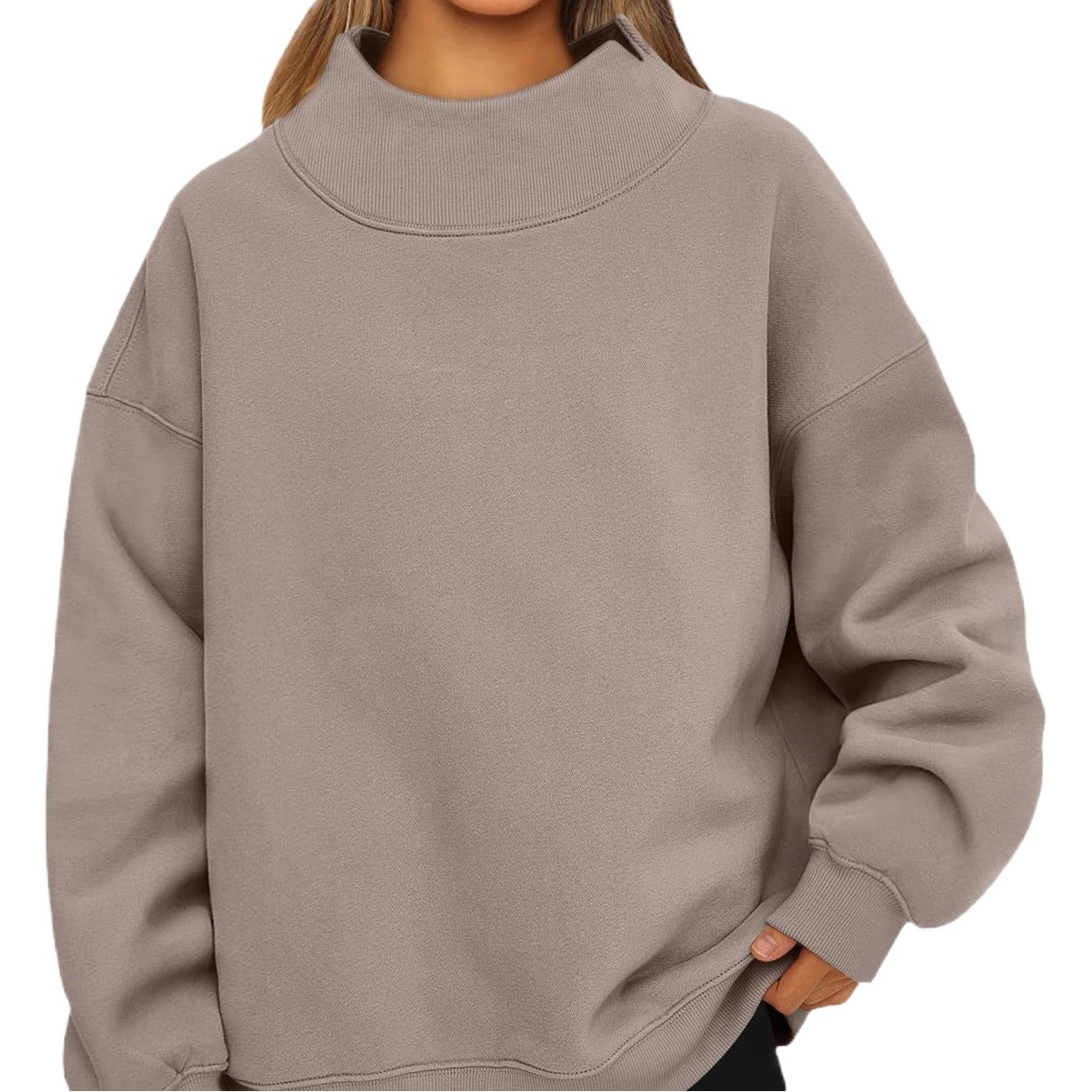 Amazon 2025 European and American Style Sweatshirt Long-Sleeved Turtleneck Pullover Sweatshirt Casual Sweatshirt Fleece-Lined Top for Women