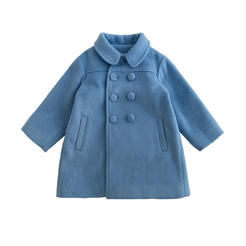 Picture of Foreign Trade Girls' Outwear 2025 Winter New Product Kidsren's Quilted Thickeneded Double-Breasted Elegant Spring Woolen Outwear Kidsren's Clothing