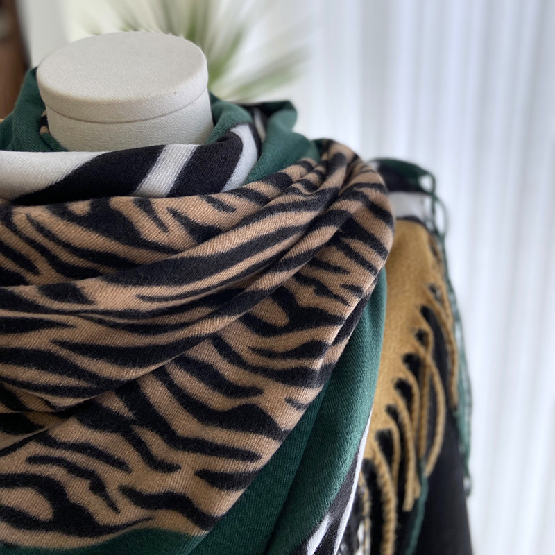 Picture of Imitation cashmere scarf women's European and American zebra print double-sided warm tassel shawl autumn and winter warm scarf wholesale