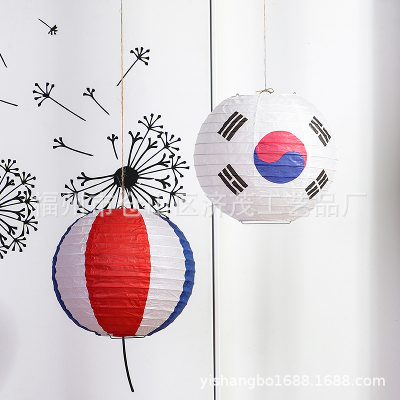 Paper Lantern Factory Wholesale Foldable Korean Flag Lantern Wine House Barbecue Restaurant DIY Hanging Decoration Crafts