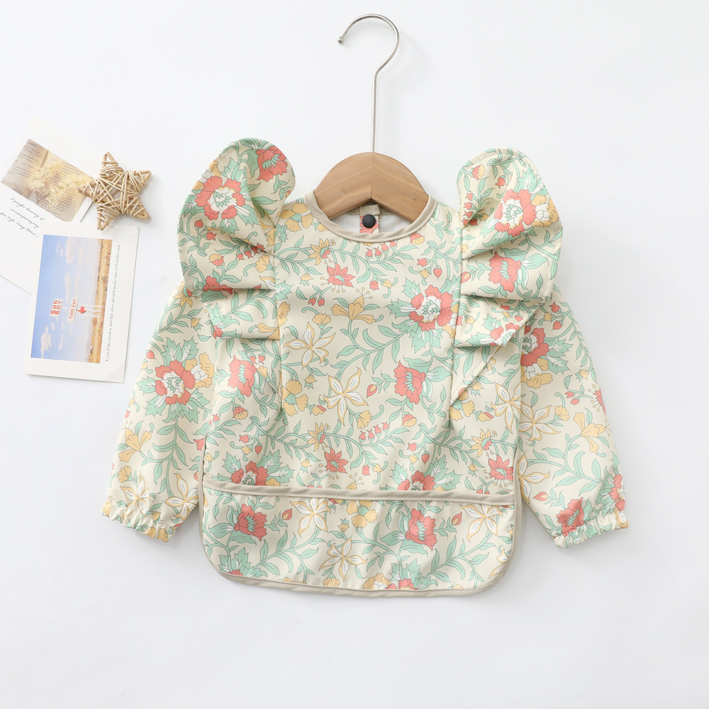 Picture of Danish Children's Overalls Long-Sleeved Wings Eating Clothes Baby Retro-Dressing Baby Soft PU Waterproof Anti-Dirty Feeding Clothes
