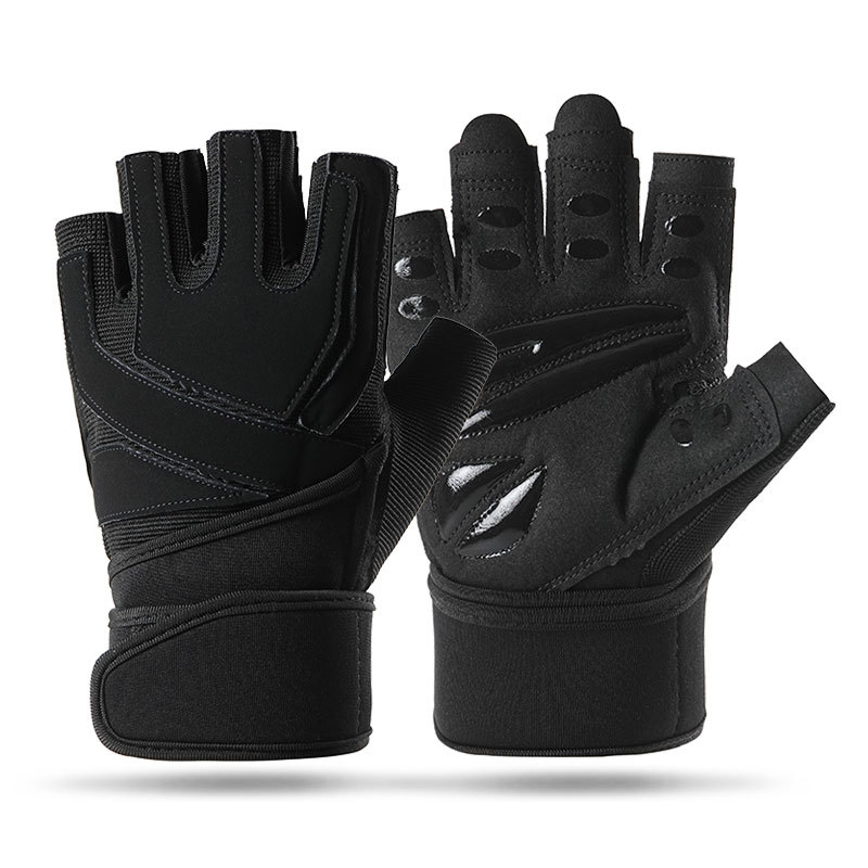 Wrist fitness half finger gloves men and women breathable dumbbell equipment strength training riding non-slip palm protection sports gloves