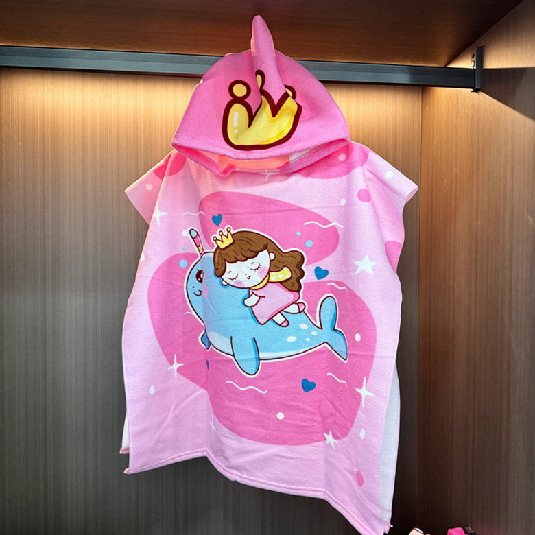 Picture of Cute Cartoon Children's Bath Towel Cloak Soft Skin-friendly Hair-free Bath Water Absorbent Quick-drying Wearing Baby Bath Towel