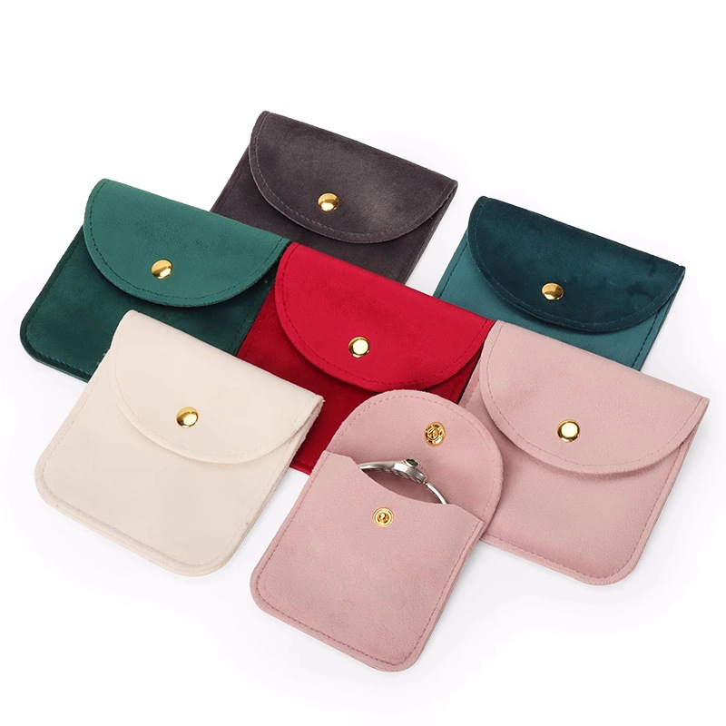 Flannel Gold Buckle Jewelry Packaging Flannel Bag Jewelry Bag Double-sided Fleece Jewelry Bag Ring Necklace Storage Bag