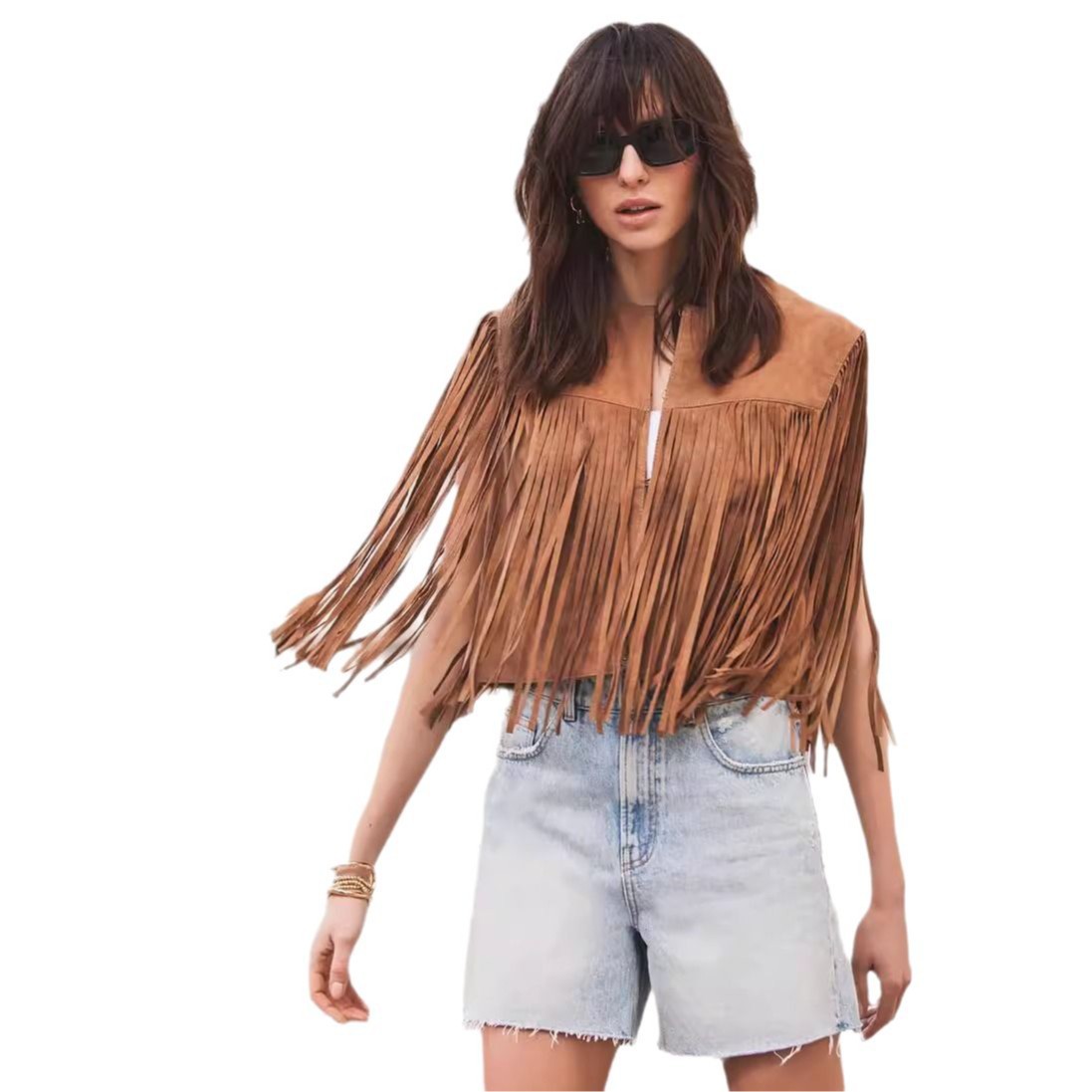 Picture of 2025 New European and American Spring and Summer Fashion Thin Tassel Vest for Women European Station Suede Can Be Customized and Lightweight