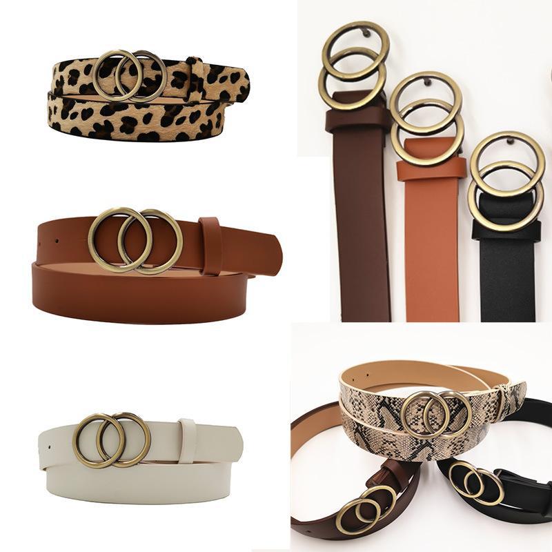 Cross-border popular women's double round buckle retro decorative belt simple fashion jeans casual pants belt