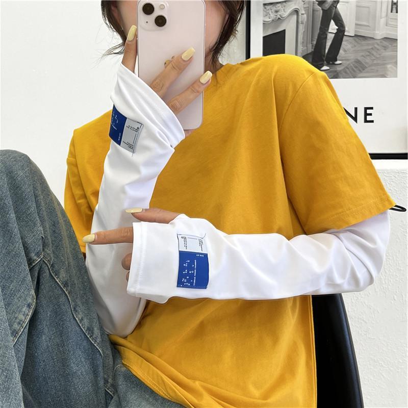 Picture of Summer Solid Color Sun Protection Sleeves Loose Ice Silk Driving Cycling Ice Sleeves Adjustable UV Protection Arm Sleeves