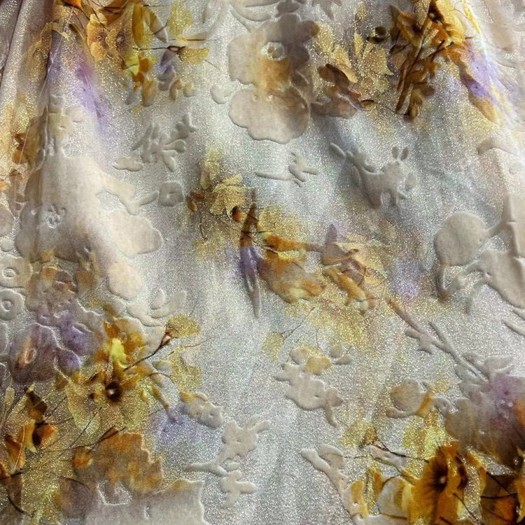 Picture of Velvet burnt floral digital printed face price silk velvet floral fabric national style vest suit headdress hair accessories