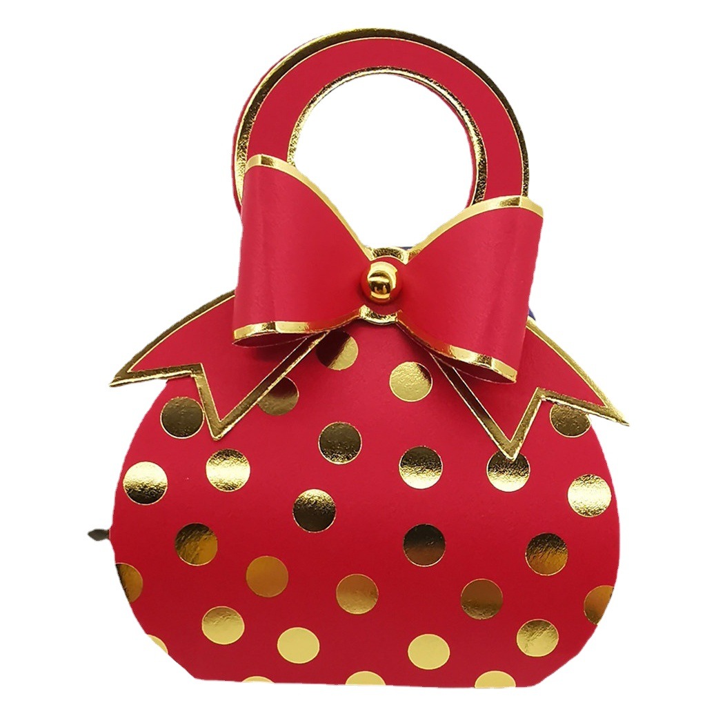 European Wedding Candy Box Creative Satchel Ins Polka Dot Candy Gift Box Table Sugar Bow Carton Hot Stamping
