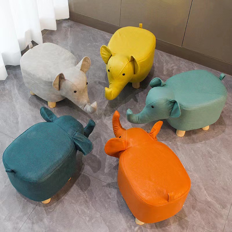 Picture of Elephant Stool children's animal stool solid wood shoe changing stool creative small stool home living room cartoon cute low stool